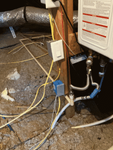 Gas line and water connections for tankless water heater installation in Bulverde TX
