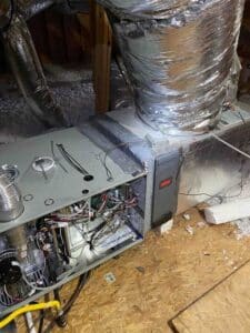 HVAC system installation in progress with open furnace wiring San Marcos