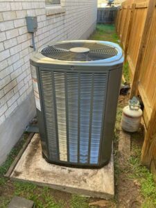 Trane air conditioner installed outside a Pflugerville home