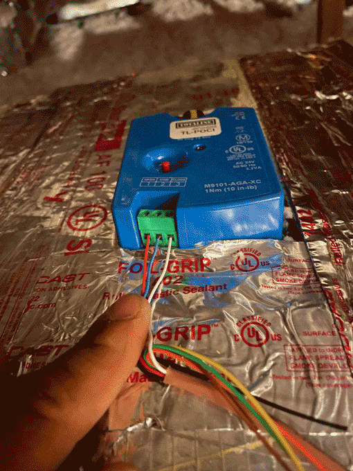 HVAC zoning control component installed in duct system to manage airflow between zones