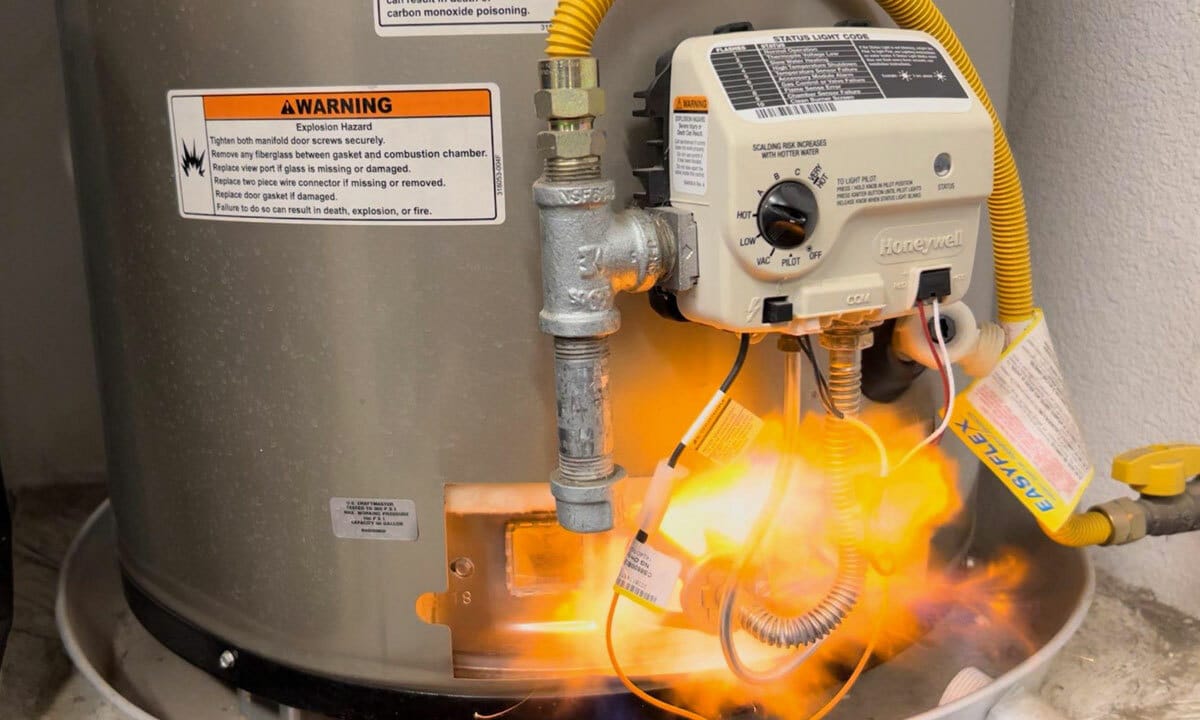 Water heater malfunction and catching fire